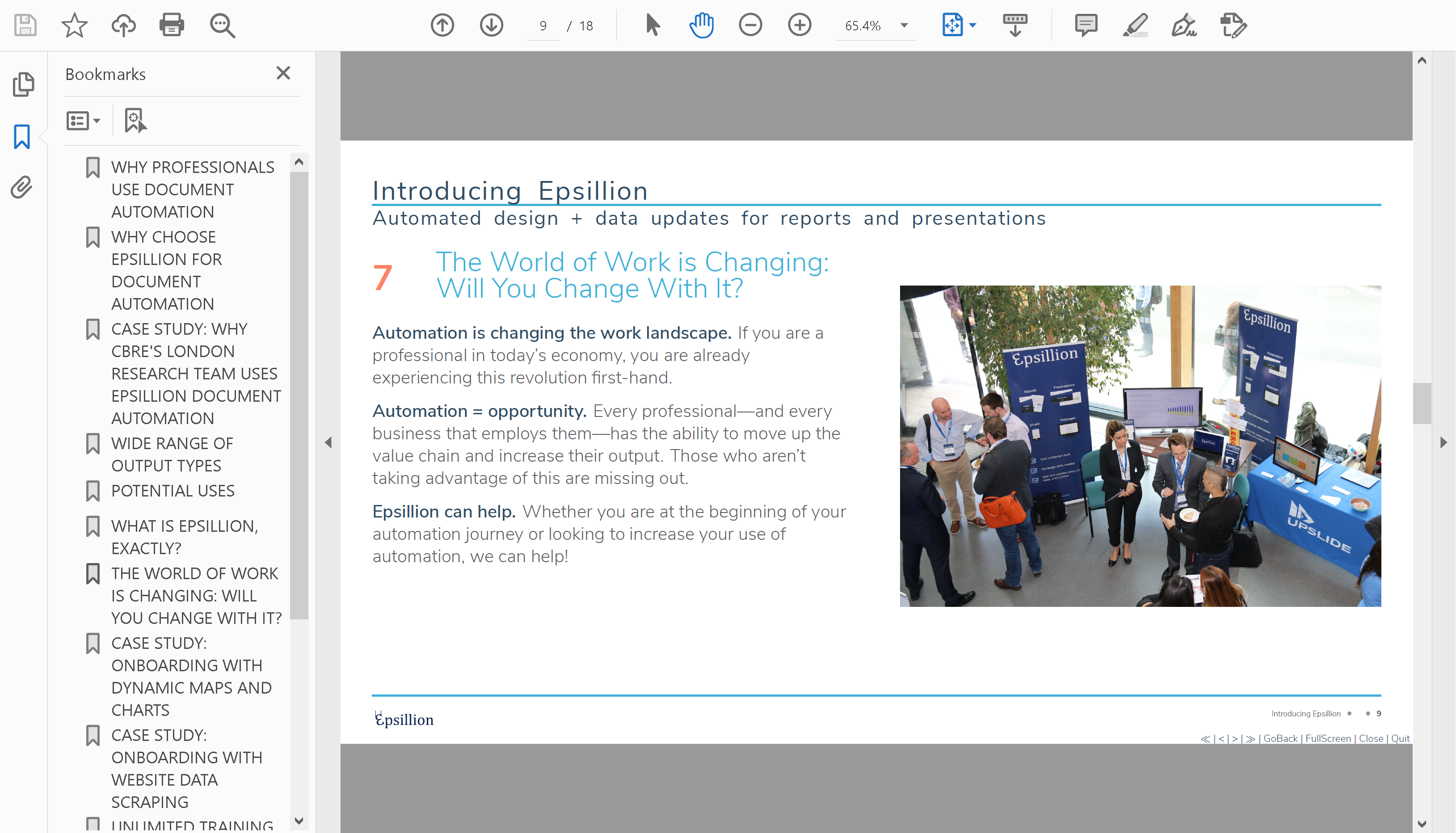 Screenshot of Epsillion presentation or PowerPoint output